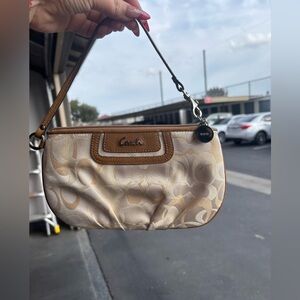 Coach Cream and Tan Women's Wristlet